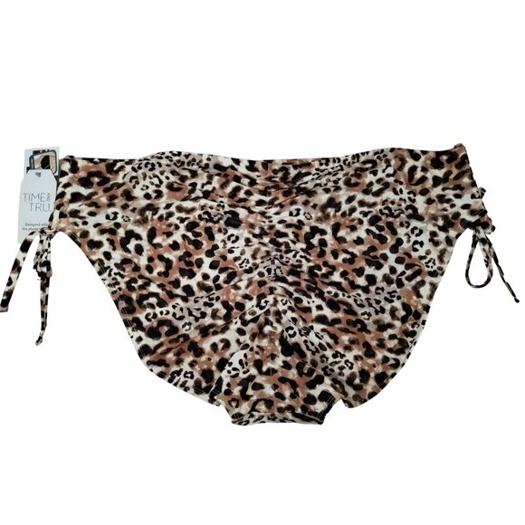 Time and Tru Womens 3XL Watercolor Cheetah Mid Rise Ruched Back Bikini Bottoms - Picture 5 of 5
